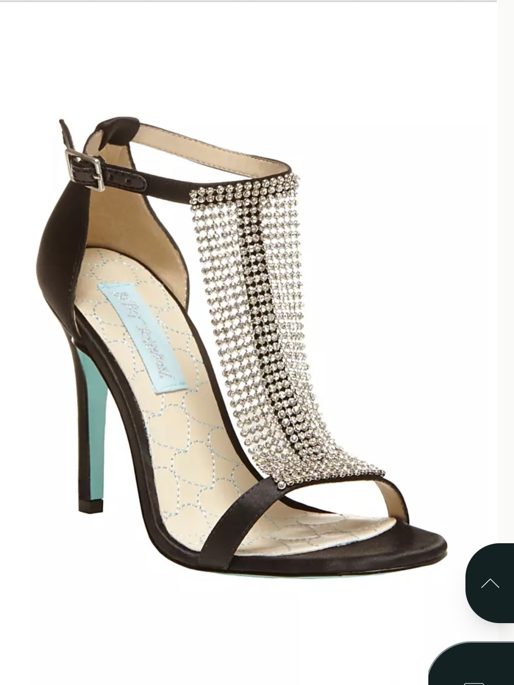 Betsey Johnson Black Crystal-Embellished T-Strap Heel